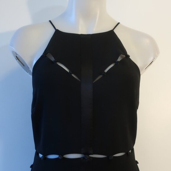 Womens Cinq a Sept Black Satin Striped & Button Details Maxi Dress 6 - Picture 4 of 12